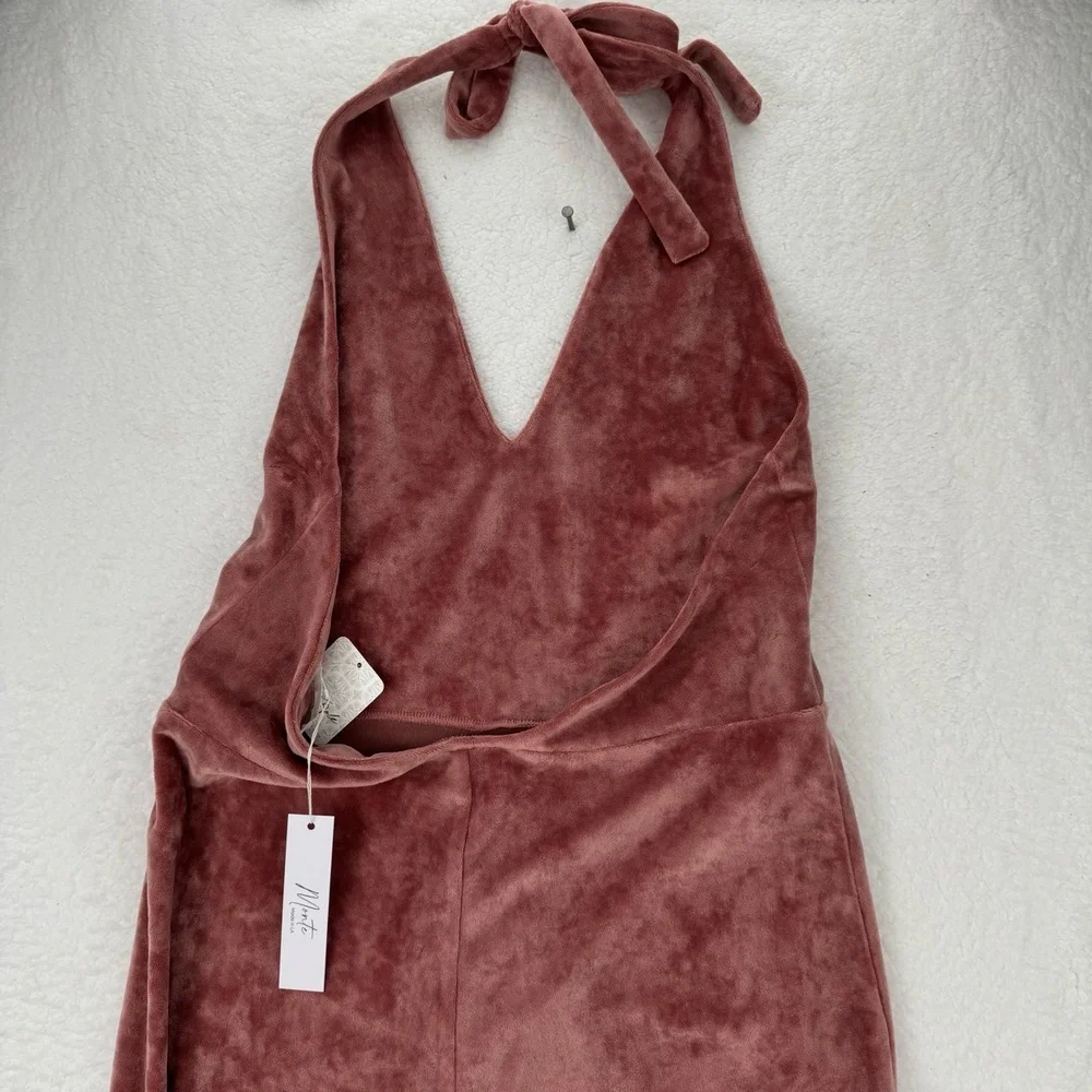 NWT Free People Monte Pink Velvet WideLeg Halter Jumpsuit Large - Picture 9 of 11